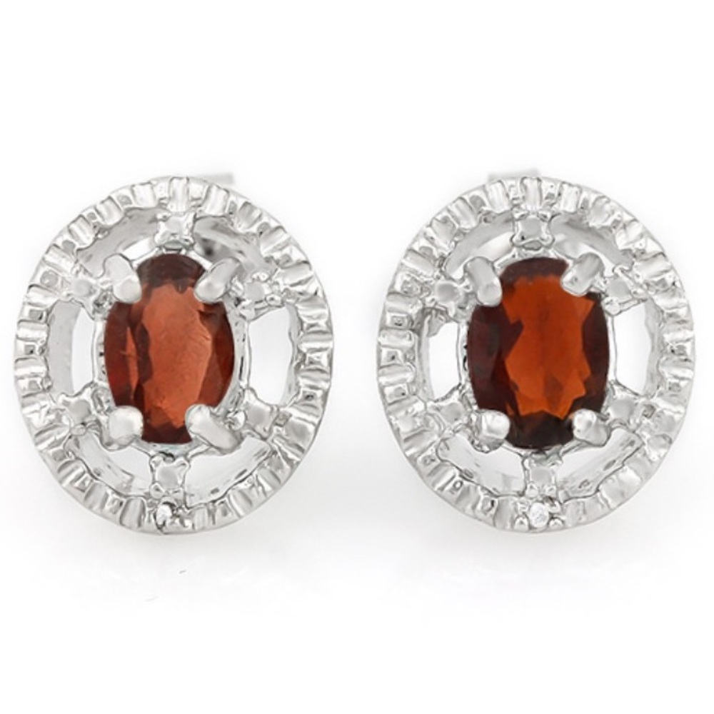 Garnet & genuine diamond earrings